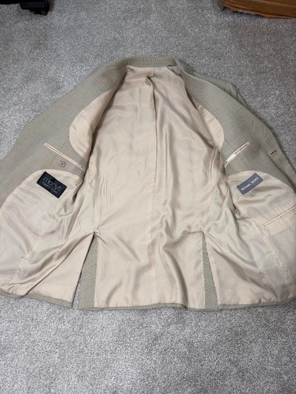 Michael Kors Tan Micro Check Blazer 36S